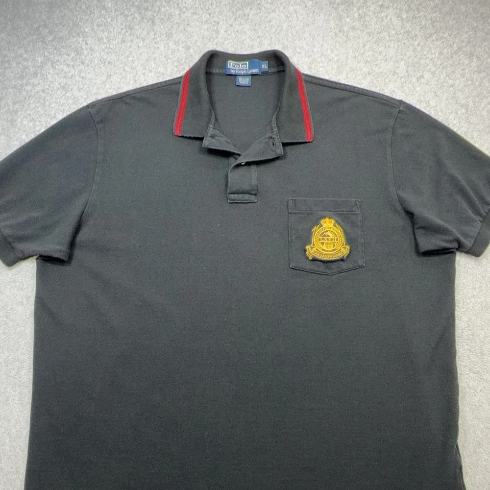 Ralph Lauren Polo Shirt Mens XL Black Crest Pocket Purveyors Fine Winter Apparel